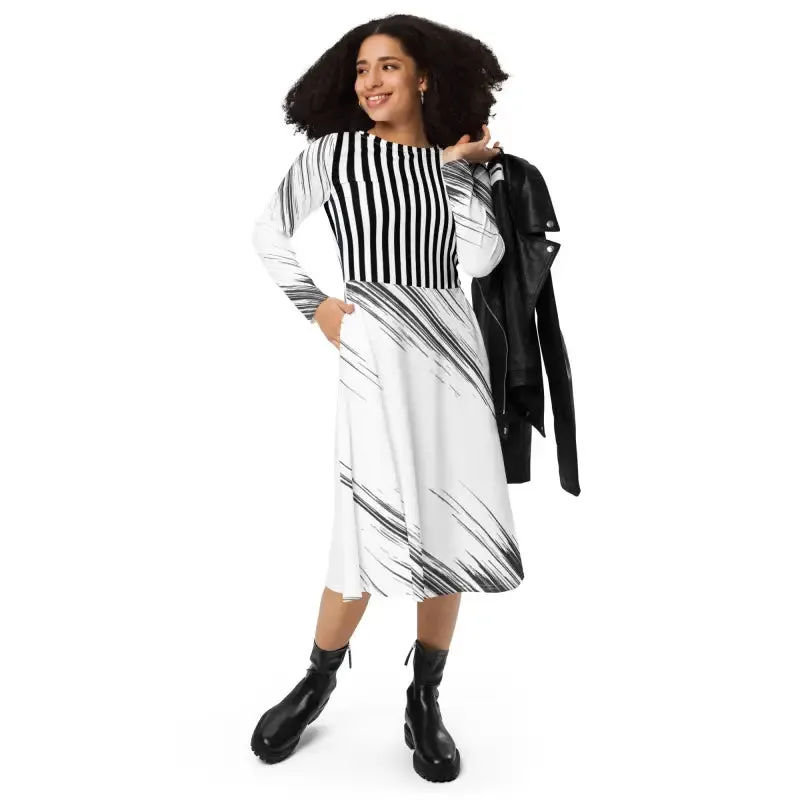 Rock your Look in a Long Sleeve Midi Dress