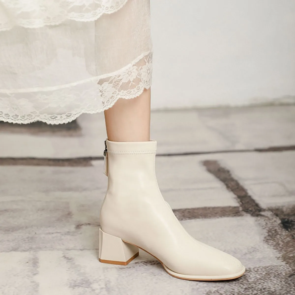 Round Toe Block Heels Boots