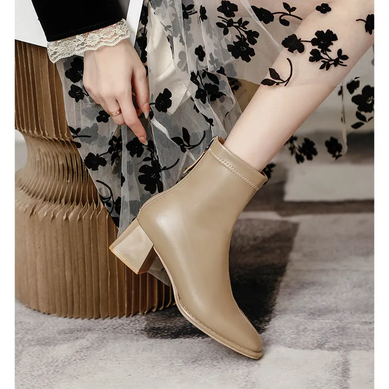 Round Toe Block Heels Boots