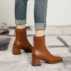 Round Toe Block Heels Boots