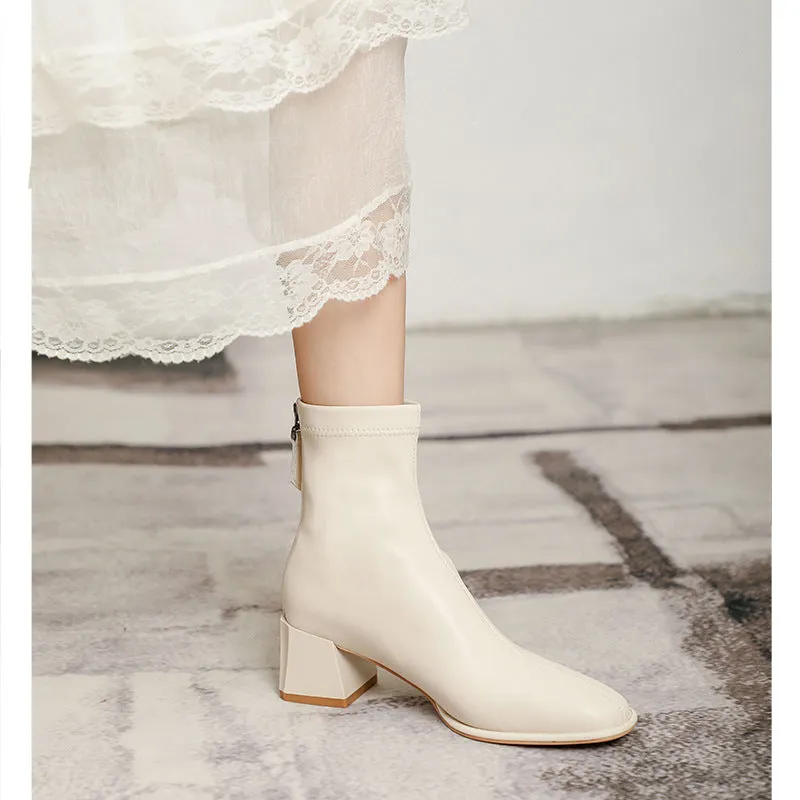 Round Toe Block Heels Boots