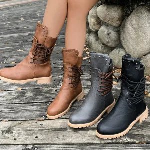 Round Toe Platform Boots Round Toe Platform Boots