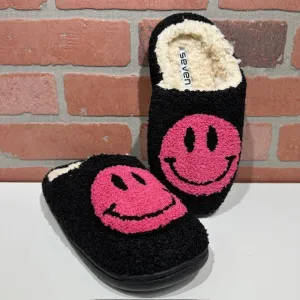Slipper - Smiley - Black And Pink Face