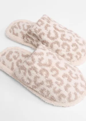 Something To Dream About Cozy Leopard Slippers In Beige