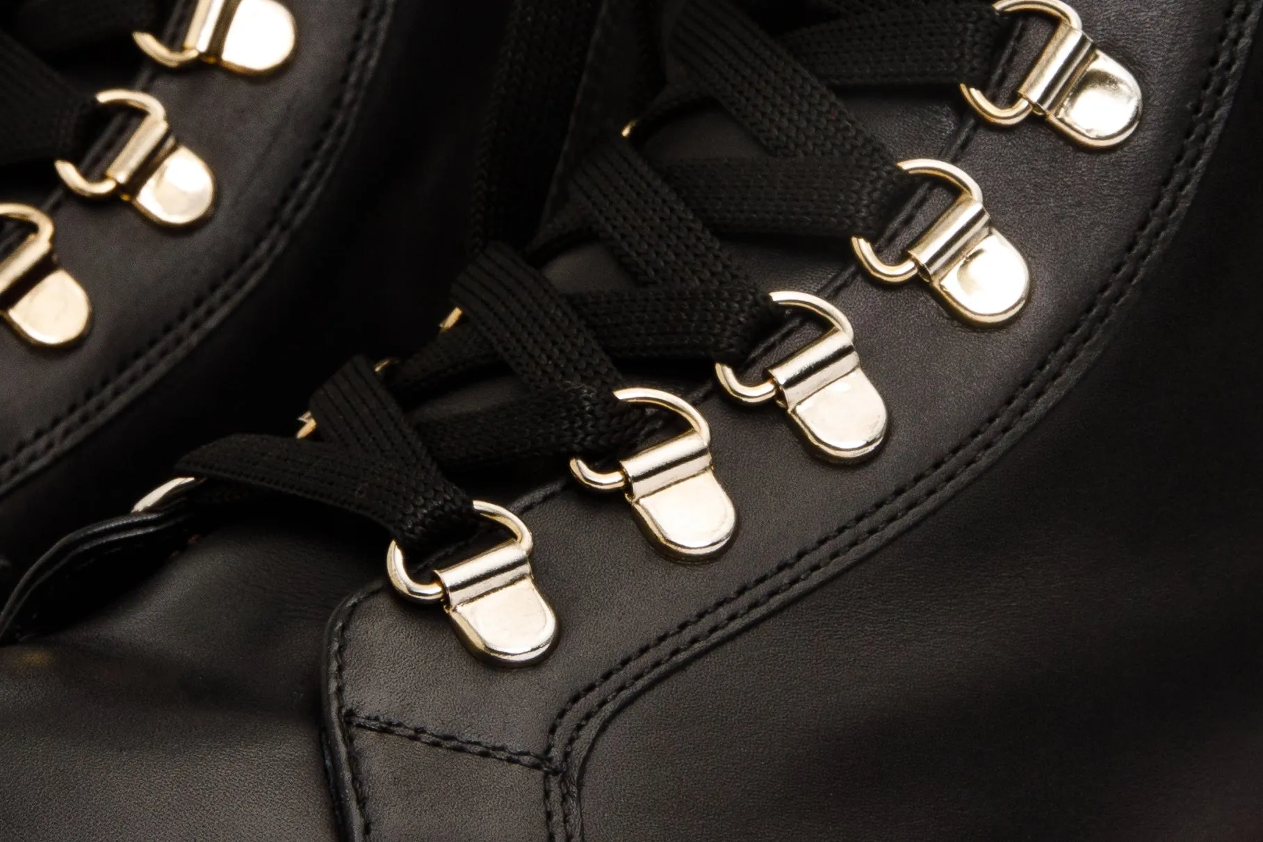 The Belgrano Black Leather Lace-Up Ankle Women Boot With a Side Zipper
