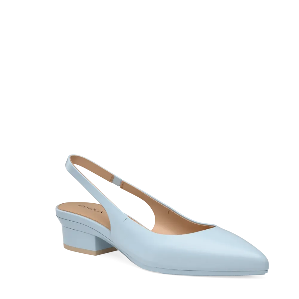 The Slingback - Baby Blue Leather 3 Block