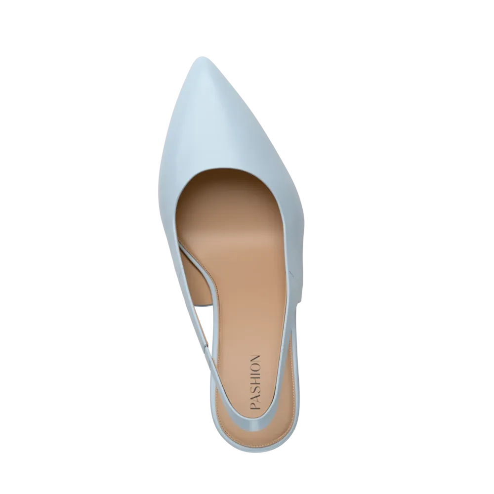 The Slingback - Baby Blue Leather 3 Block
