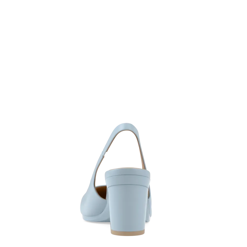 The Slingback - Baby Blue Leather 3 Block