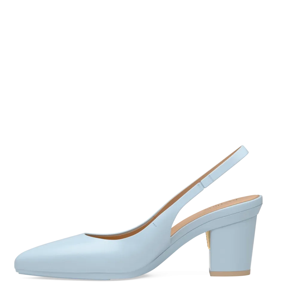 The Slingback - Baby Blue Leather 3 Block