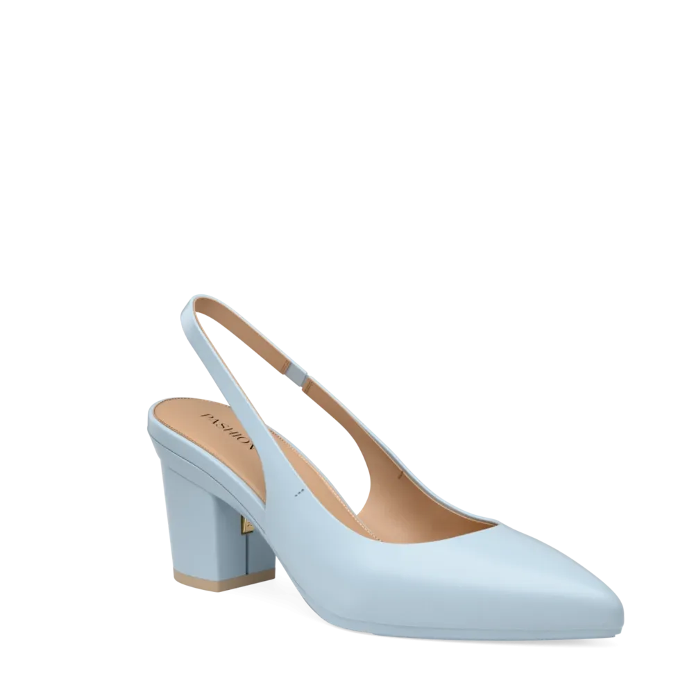 The Slingback - Baby Blue Leather 3 Block