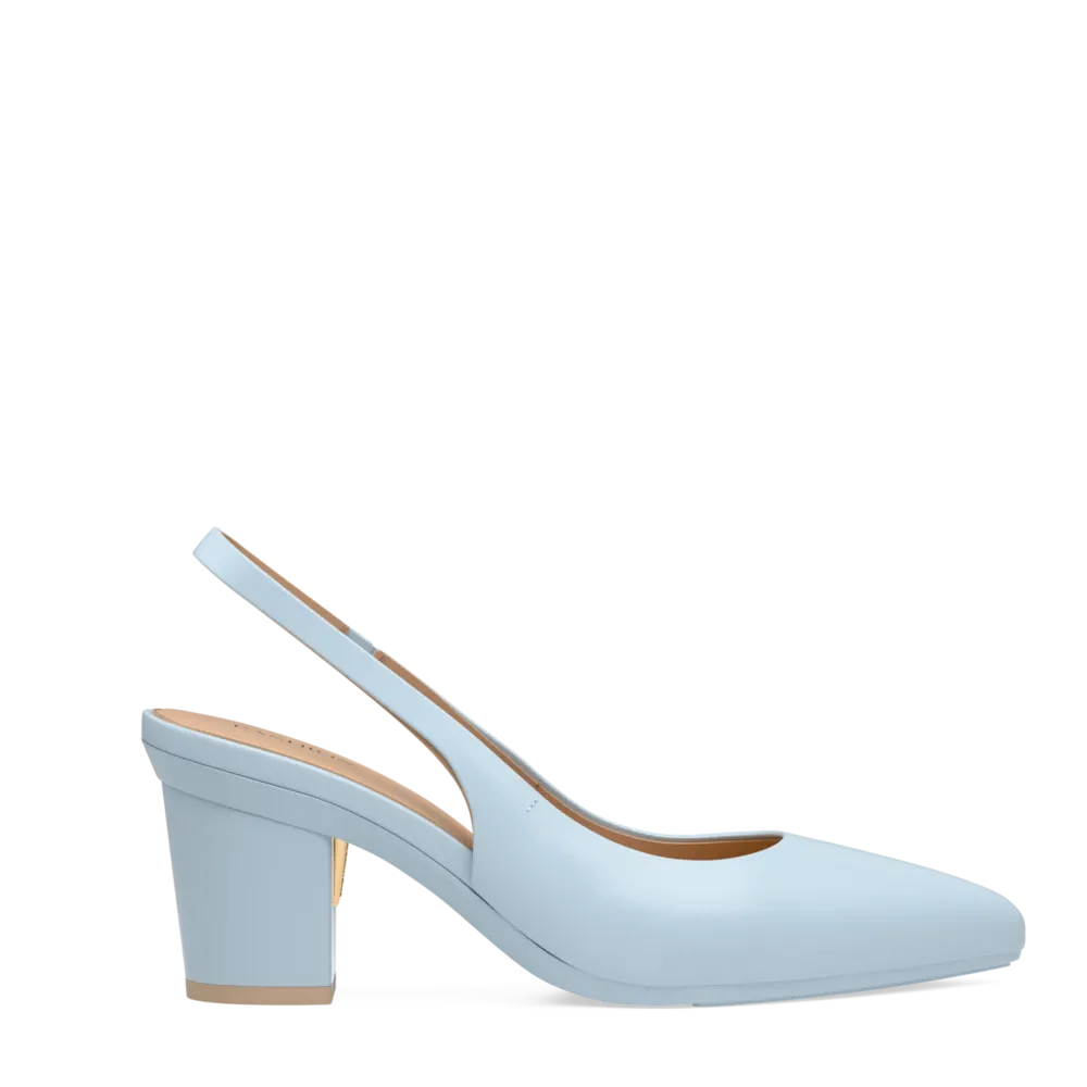 The Slingback - Baby Blue Leather 3 Block