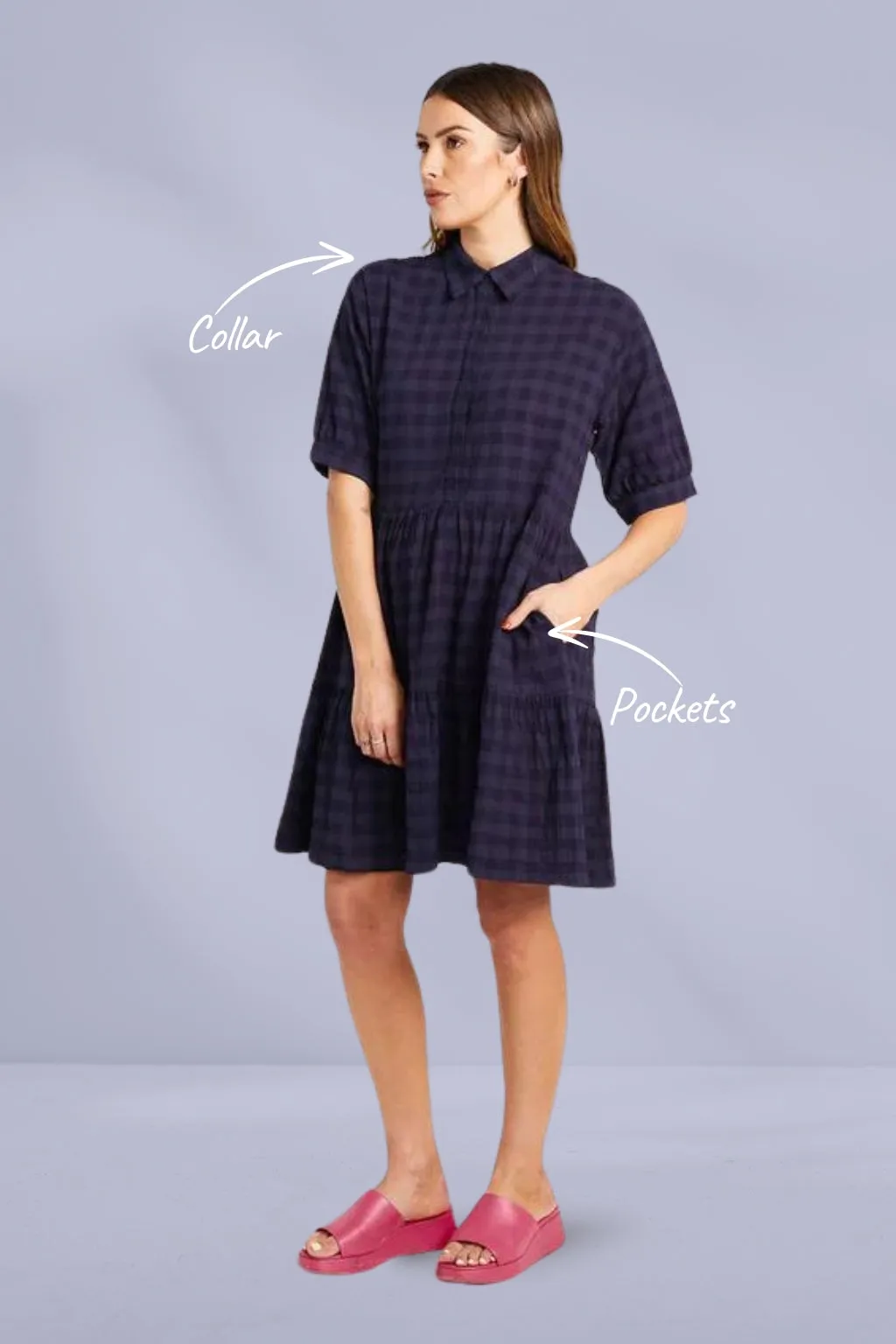 Thing Thing Nova Dress Navy Check