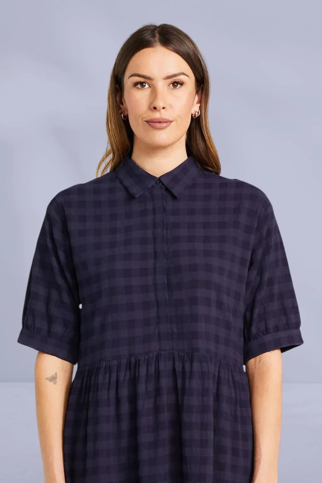 Thing Thing Nova Dress Navy Check