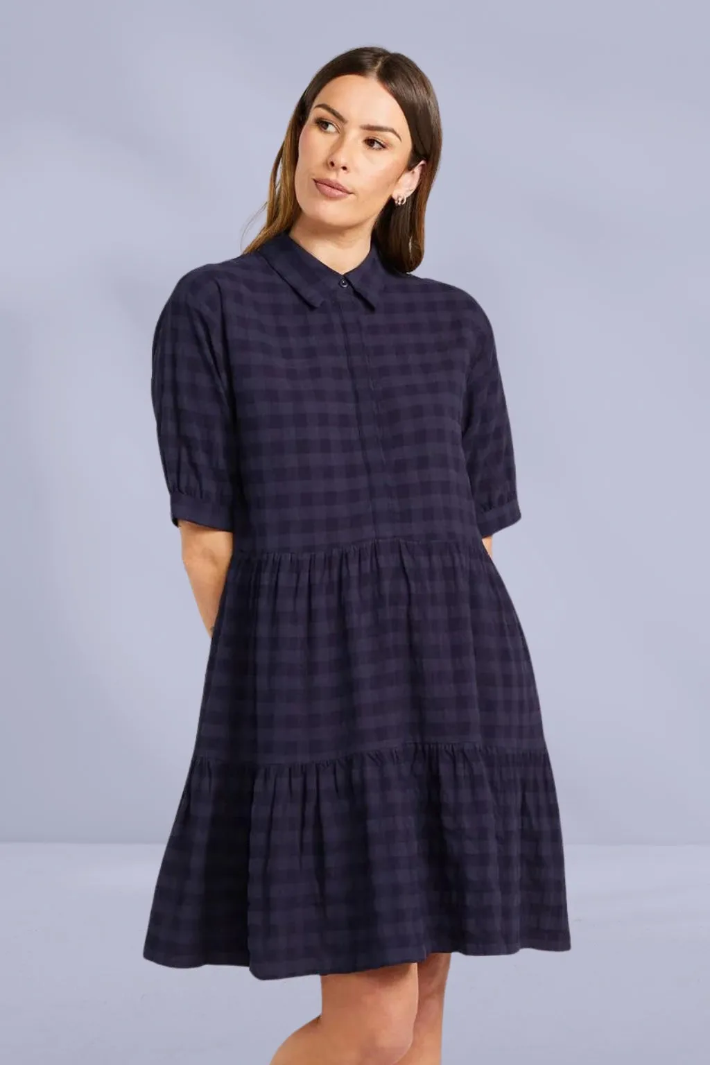 Thing Thing Nova Dress Navy Check