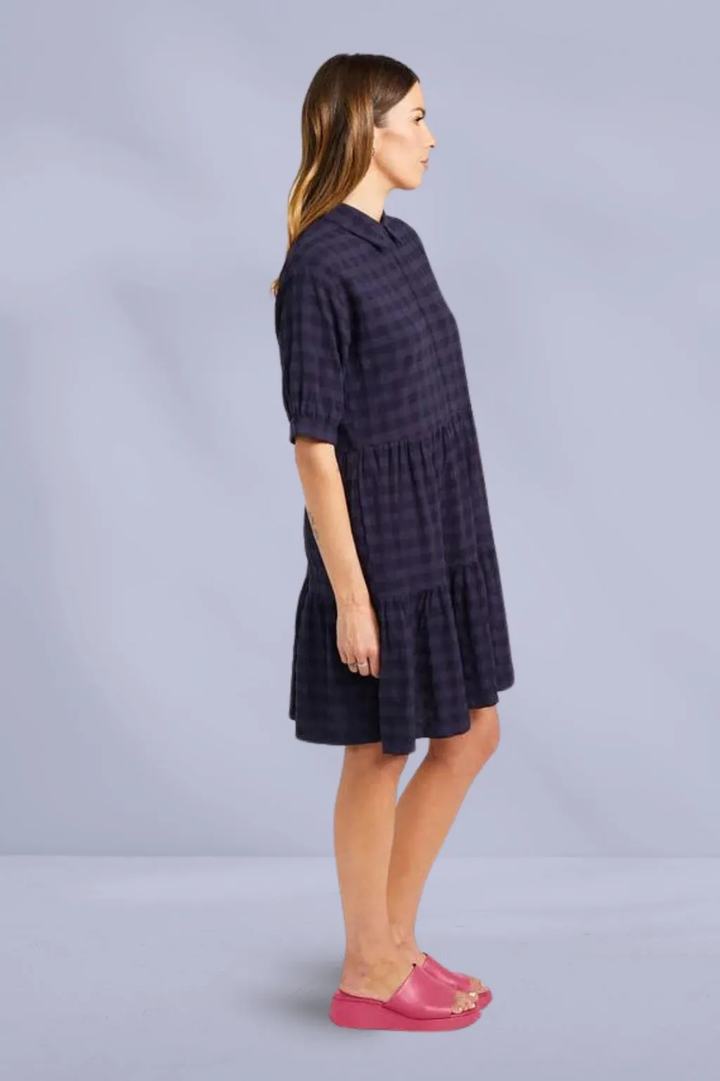 Thing Thing Nova Dress Navy Check
