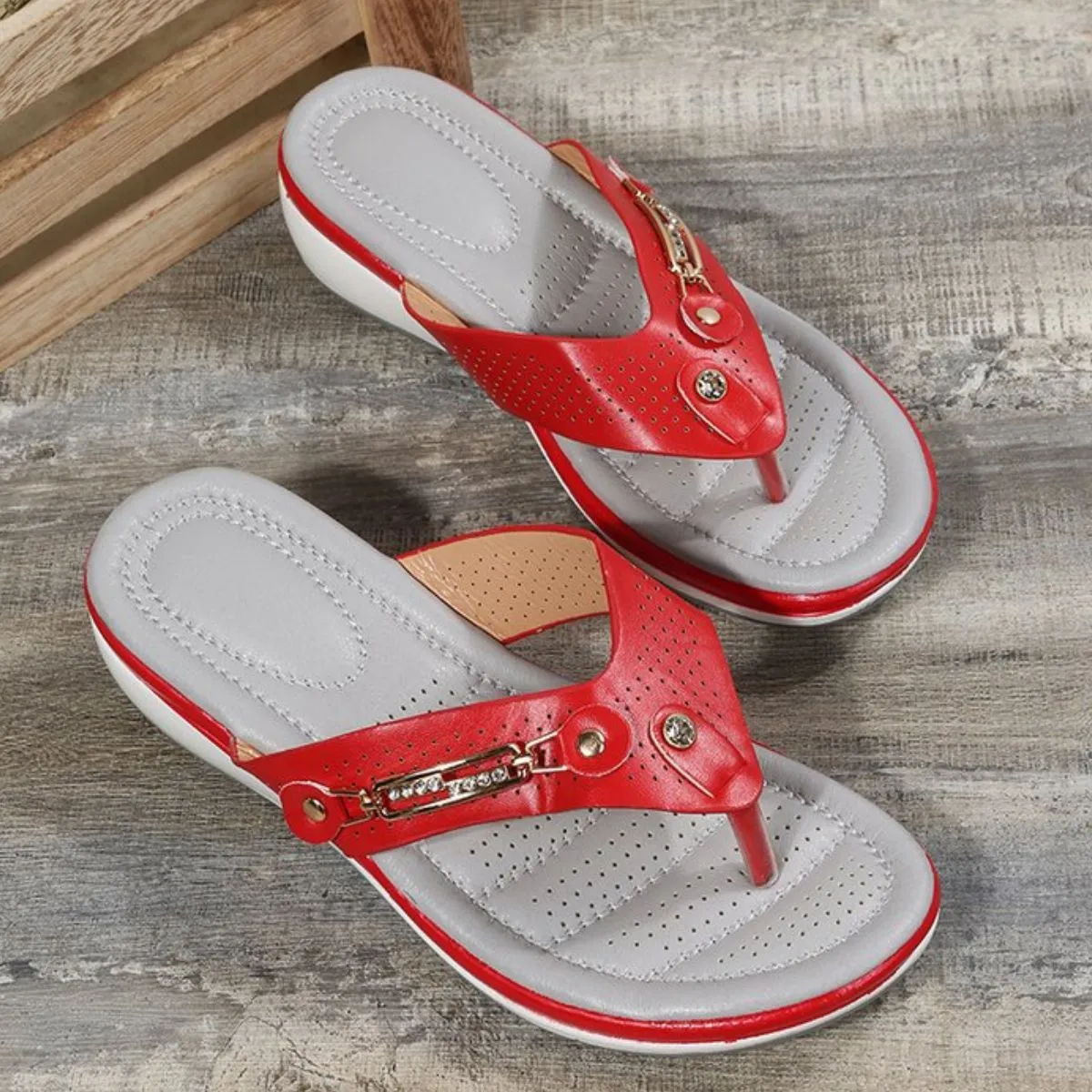 Toe Post Wedge Sandals
