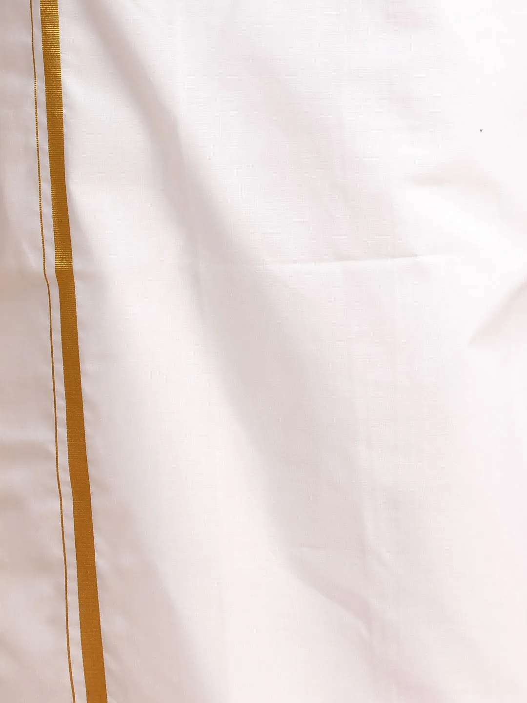 VASTRAMAY Men's Brown Silk Blend Printed Shirt And Mundu Set
