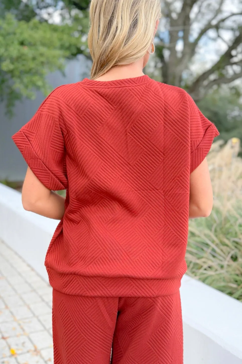 Weekend Getaway Quilted Rolled Sleeve Top Size M