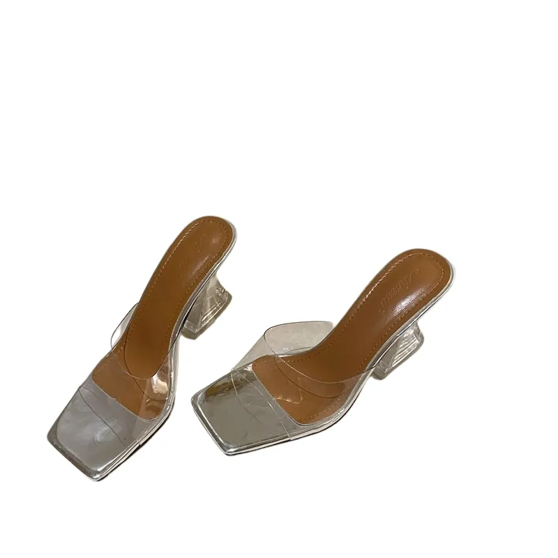 Women Crystal Hoof Heel Slippers