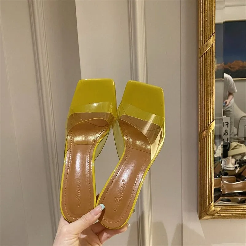 Women Crystal Hoof Heel Slippers