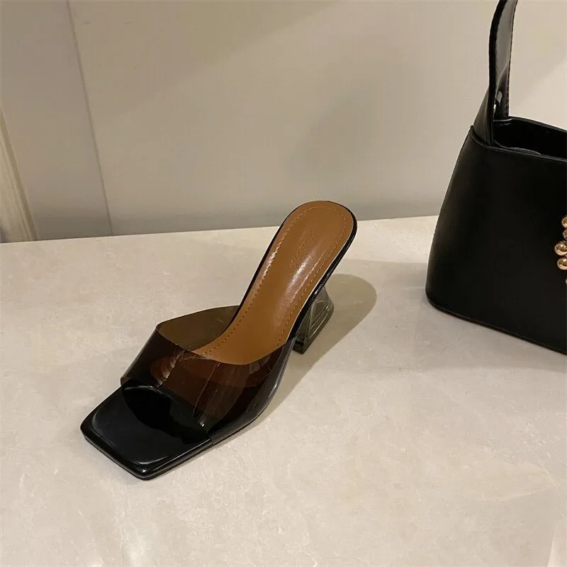 Women Crystal Hoof Heel Slippers
