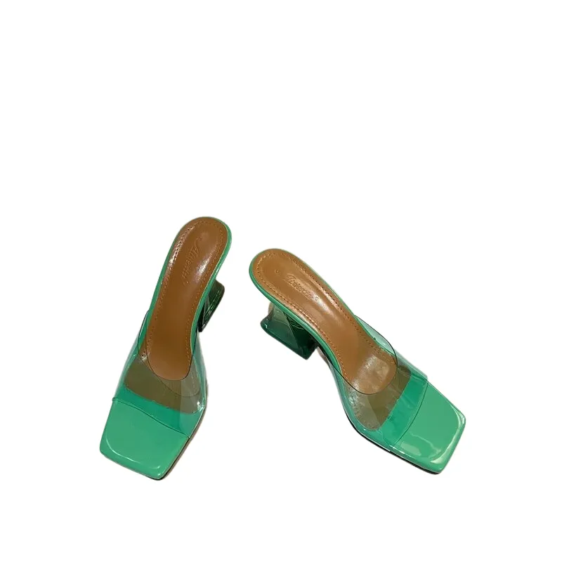 Women Crystal Hoof Heel Slippers