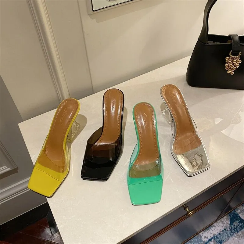Women Crystal Hoof Heel Slippers