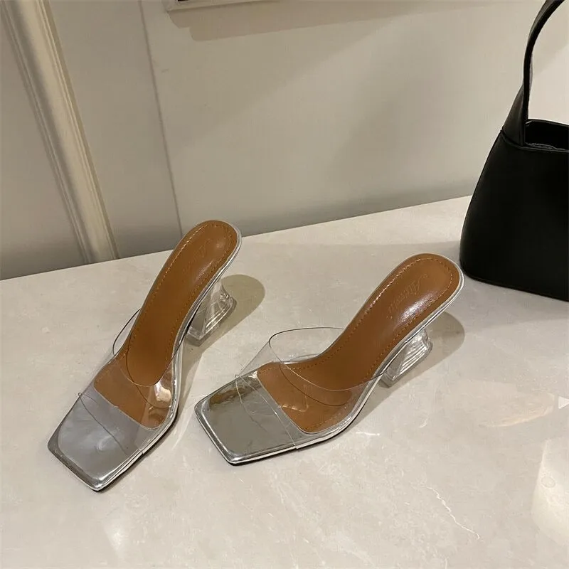 Women Crystal Hoof Heel Slippers